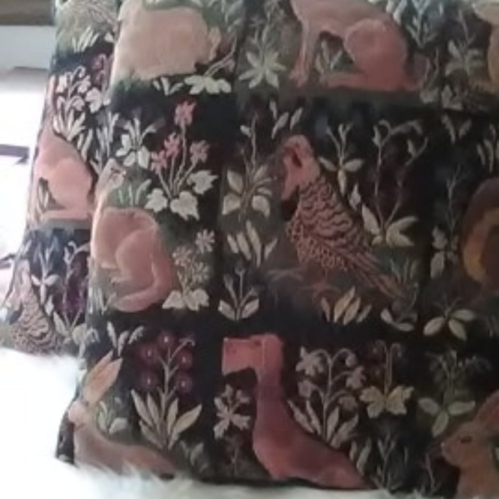 2 beautiful tapestry folk art pillows, 20"x20"